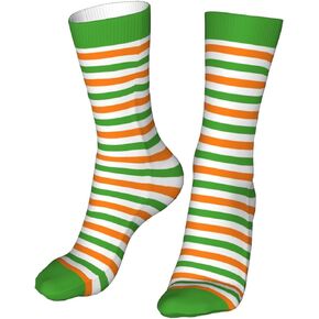 Midkepf St. Patrick's Day Socks Shamrock Stripe Socks Soft and Stretchy Novelty Crew Socks Party Daily Wear for Men Women