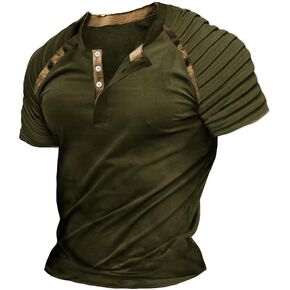 Men's Henley Shirts Short Sleeve Lightweight Button Casual T-Shirt Fashion Basic Solid Tee Streetwear Sports Camping