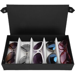 Hapivida Multi Glasses Storage Case, Black Practical 5 Slots Sunglasses Display Organizer Eyeglasses Jewelry Collection Holder Eyewear Box for Dresser, Closet, Travel