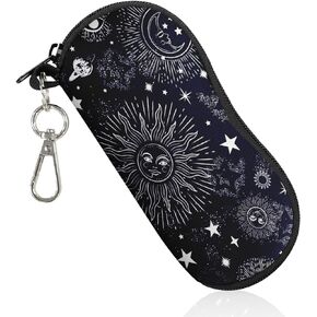 Britown Sunglasses Soft Case with Ultra Light Neoprene Zipper, Funny Glasses Eyeglass Case with Belt and Durable Metal Clip