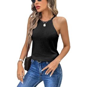 Women's Sleeveless Stretch Fabric Tank Top Loose Fit Basic Cami Shirts Going Out Clothes Casual Summer Halter for Women 2024