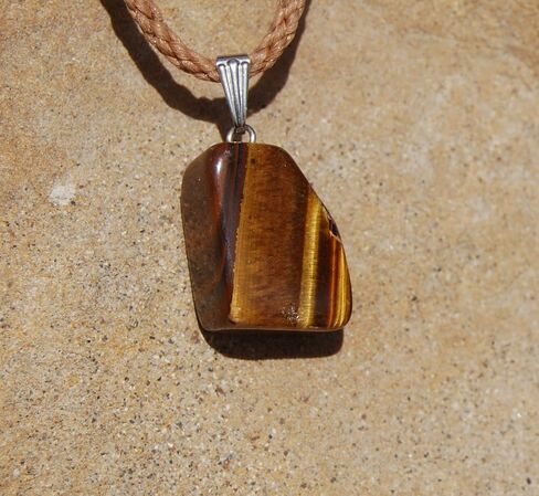 Miner's Horde – 18mm Tumbled Nugget – Tigers Eye, Golden Brown – Adjustable Cord – Mocha Brown, Stainless Steel, druzy-quartz in Kuwait