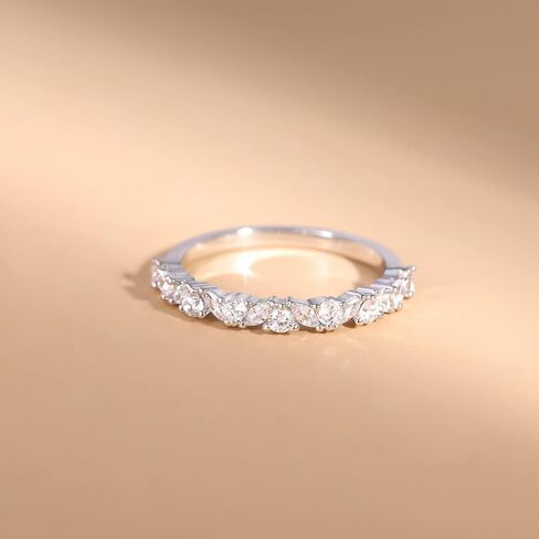 SHINYSO Silver Wedding Rings for Women Cubic Zirconia Eternity Ring CZ Thin Stacking Engagement Rings for Women Size 4-10 in Saudi Arabia