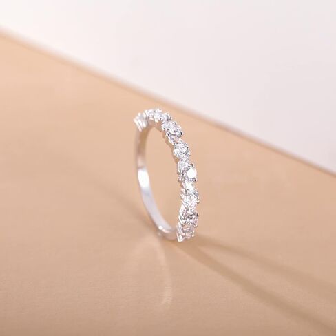 SHINYSO Silver Wedding Rings for Women Cubic Zirconia Eternity Ring CZ Thin Stacking Engagement Rings for Women Size 4-10 in Saudi Arabia