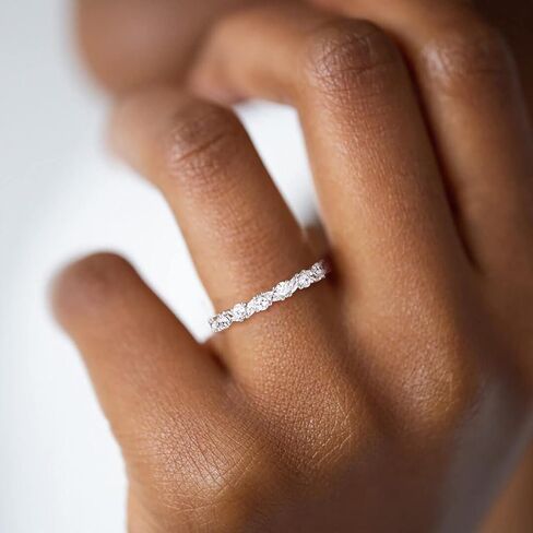 SHINYSO Silver Wedding Rings for Women Cubic Zirconia Eternity Ring CZ Thin Stacking Engagement Rings for Women Size 4-10 in Saudi Arabia