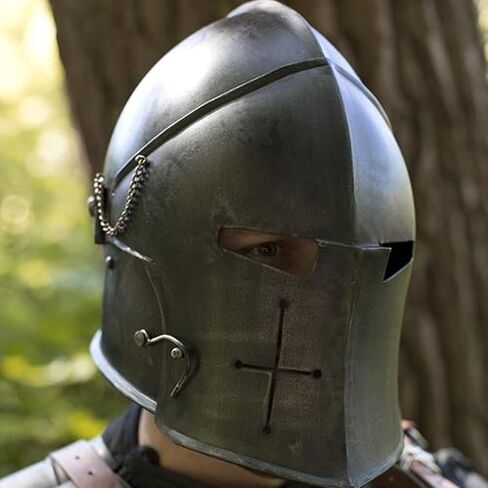 AnNafi® Barbuta Helmet Knight Templar Crusader Helmet | Black Wearable | Medieval LARP Sca Cosplay Armour Costume For Men in Saudi Arabia