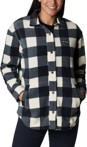 Columbia Women's Benton Springs Shirt Jacket, Chalk Check Print, 2X Plus White in Saudi Arabia