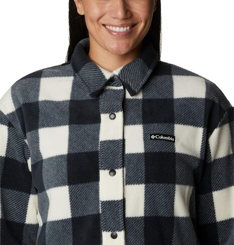 Columbia Women's Benton Springs Shirt Jacket, Chalk Check Print, 2X Plus White in Saudi Arabia