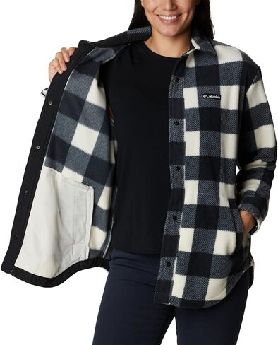 Columbia Women's Benton Springs Shirt Jacket, Chalk Check Print, 2X Plus White in Saudi Arabia