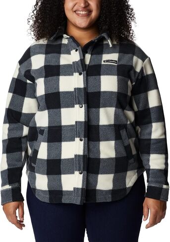 Columbia Women's Benton Springs Shirt Jacket, Chalk Check Print, 2X Plus White in Saudi Arabia
