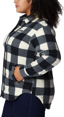 Columbia Women's Benton Springs Shirt Jacket, Chalk Check Print, 2X Plus White in Saudi Arabia