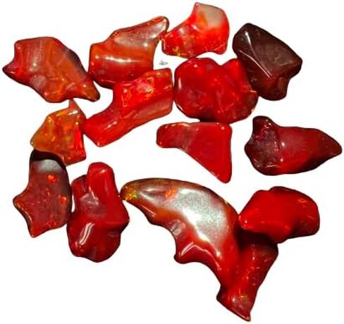 Red Ethiopian Opal Polish Rough, Natural Polished Opal, 5 Piece Ethiopian Opal Polished Rough, Top Quality Genuine Multi Fire Raw Polished Opal, Fire Opal Rough, Roughopal-1 in Kuwait