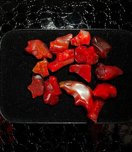 Red Ethiopian Opal Polish Rough, Natural Polished Opal, 5 Piece Ethiopian Opal Polished Rough, Top Quality Genuine Multi Fire Raw Polished Opal, Fire Opal Rough, Roughopal-1 in Kuwait