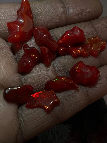 Red Ethiopian Opal Polish Rough, Natural Polished Opal, 5 Piece Ethiopian Opal Polished Rough, Top Quality Genuine Multi Fire Raw Polished Opal, Fire Opal Rough, Roughopal-1 in Kuwait