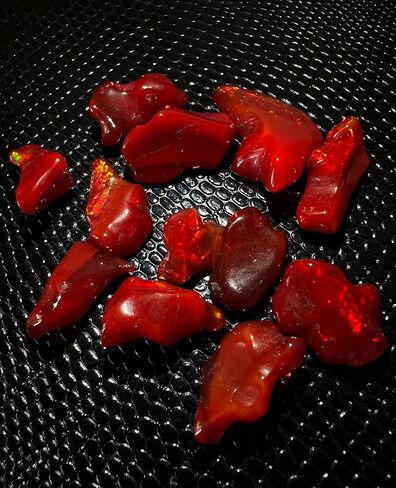 Red Ethiopian Opal Polish Rough, Natural Polished Opal, 5 Piece Ethiopian Opal Polished Rough, Top Quality Genuine Multi Fire Raw Polished Opal, Fire Opal Rough, Roughopal-1 in Kuwait