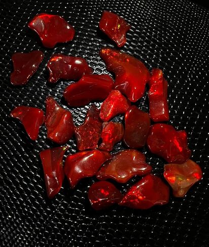 Red Ethiopian Opal Polish Rough, Natural Polished Opal, 5 Piece Ethiopian Opal Polished Rough, Top Quality Genuine Multi Fire Raw Polished Opal, Fire Opal Rough, Roughopal-1 in Kuwait