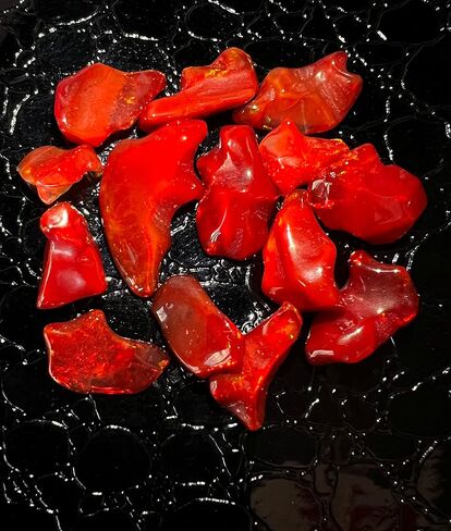 Red Ethiopian Opal Polish Rough, Natural Polished Opal, 5 Piece Ethiopian Opal Polished Rough, Top Quality Genuine Multi Fire Raw Polished Opal, Fire Opal Rough, Roughopal-1 in Kuwait