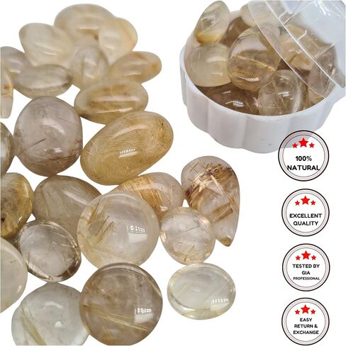 JAI GEMS Natural Rutile Quartz TCabochon Gemstone Oval & Pear Shape, Size 50 Cts wholesale Lots, Rutilated Quartz for jewelry making in Saudi Arabia