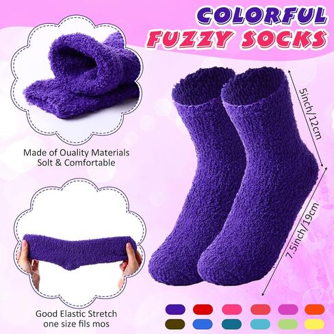 Cutecrop 96 Pairs Fuzzy Socks Bulk Colorful Plush Slipper Socks Winter Soft Thick Fluffy Fleece Cozy Microfiber Warm Socks for Women Girls Adults Christmas Winter Home Indoor in Saudi Arabia