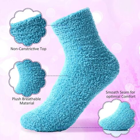 Cutecrop 96 Pairs Fuzzy Socks Bulk Colorful Plush Slipper Socks Winter Soft Thick Fluffy Fleece Cozy Microfiber Warm Socks for Women Girls Adults Christmas Winter Home Indoor in Saudi Arabia