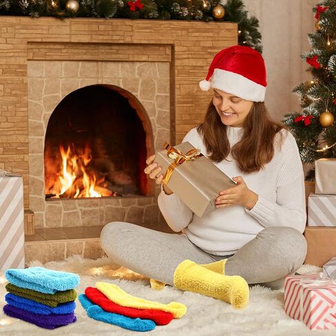 Cutecrop 96 Pairs Fuzzy Socks Bulk Colorful Plush Slipper Socks Winter Soft Thick Fluffy Fleece Cozy Microfiber Warm Socks for Women Girls Adults Christmas Winter Home Indoor in Saudi Arabia