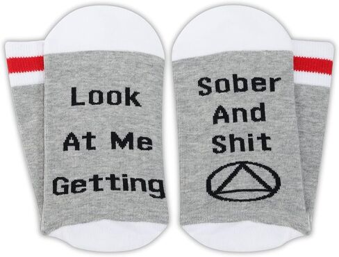 2 Pairs AA Sobriety Socks Alcoholics Anonymous Gifts Look at Me Getting Sober and Shit New Beginnings Gift in Saudi Arabia