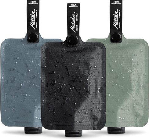 Matador Toiletry Bottles 3 Pack - 3 OZ Travel Bottles for Toiletries, TSA Approved Toiletry Bottles with Labels, Refillable Travel Pouch, Travel Containers for Creams, Gels, Pastes, and Liquids in Kuwait