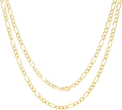 Nuragold 10k Yellow Gold 4.5mm Solid Figaro Chain Link Pendant Necklace, Mens Womens Jewelry 16" 18" 20" 22" 24" 26" 28" 30" in Saudi Arabia