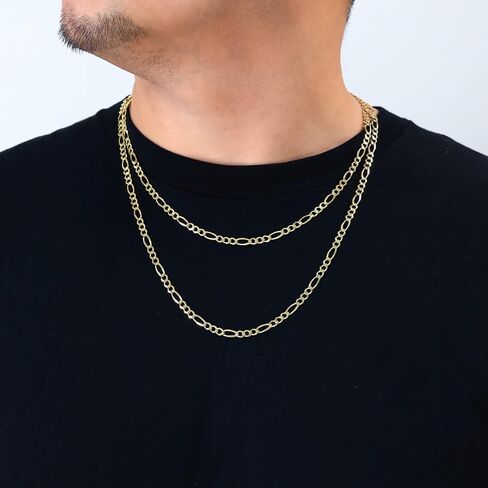 Nuragold 10k Yellow Gold 4.5mm Solid Figaro Chain Link Pendant Necklace, Mens Womens Jewelry 16" 18" 20" 22" 24" 26" 28" 30" in Saudi Arabia