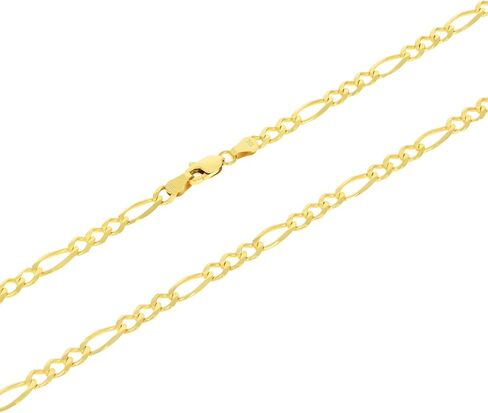 Nuragold 10k Yellow Gold 4.5mm Solid Figaro Chain Link Pendant Necklace, Mens Womens Jewelry 16" 18" 20" 22" 24" 26" 28" 30" in Saudi Arabia