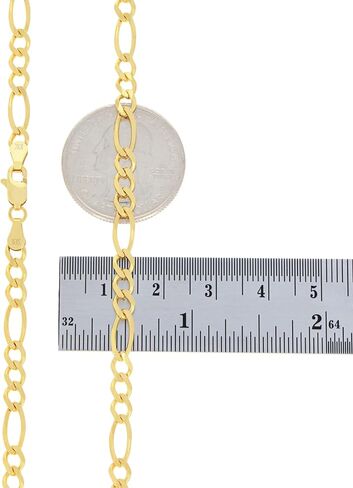 Nuragold 10k Yellow Gold 4.5mm Solid Figaro Chain Link Pendant Necklace, Mens Womens Jewelry 16" 18" 20" 22" 24" 26" 28" 30" in Saudi Arabia