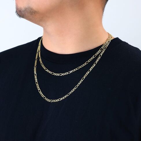 Nuragold 10k Yellow Gold 4.5mm Solid Figaro Chain Link Pendant Necklace, Mens Womens Jewelry 16" 18" 20" 22" 24" 26" 28" 30" in Saudi Arabia