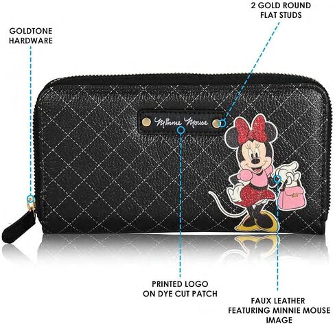 محفظة Fast Forward Minnie Mouse Premium Zip - محفظة Minnie Mouse الكلاسيكية بسحاب (أسود Minnie) in Kuwait