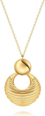 POTESSA Long Pendant Necklace for Women Gold Plated Circle Long Chain Necklace Y Necklace Jewelry for Women in Saudi Arabia