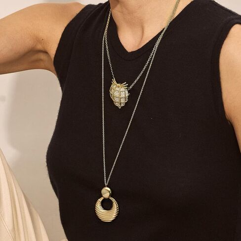 POTESSA Long Pendant Necklace for Women Gold Plated Circle Long Chain Necklace Y Necklace Jewelry for Women in Saudi Arabia