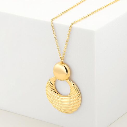 POTESSA Long Pendant Necklace for Women Gold Plated Circle Long Chain Necklace Y Necklace Jewelry for Women in Saudi Arabia