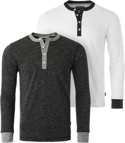 ZIMEGO Mens Long Sleeve Shirts Casual Henley Shirt Short Sleeve Button Up Tee in Saudi Arabia