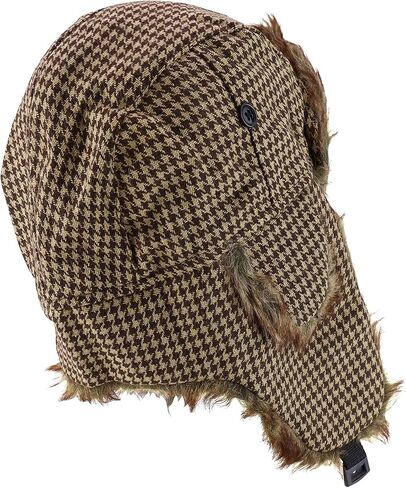 متجر الملابس العصرية قبعة جندي شتوية من الفرو الصناعي بنقشة Houndstooth in Kuwait