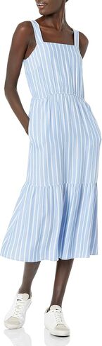 Amazon Essentials Women's Fluid Twill Tiered Fit and Flare Dress in Saudi Arabia