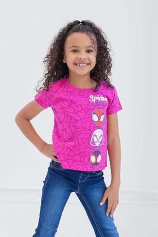 Marvel Ghost-Spider Spidey and His Amazing Friends Little Girls 3 Pack T-Shirts White/Blue/Pink 6 in Saudi Arabia