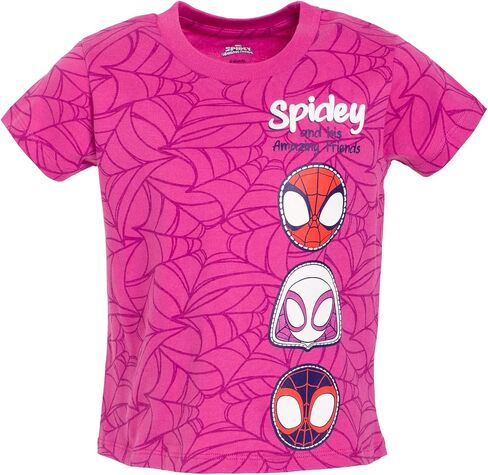 Marvel Ghost-Spider Spidey and His Amazing Friends Little Girls 3 Pack T-Shirts White/Blue/Pink 6 in Saudi Arabia