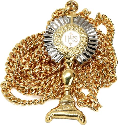 قلادة من الفضة الاسترليني عيار 14 قيراط من الفضة الاسترلينية IHS Monstrance من اتش ام اتش ريليجيوسام اف جي، 1 7/8 انش، فضة استرليني, فضة استرلينية in Kuwait