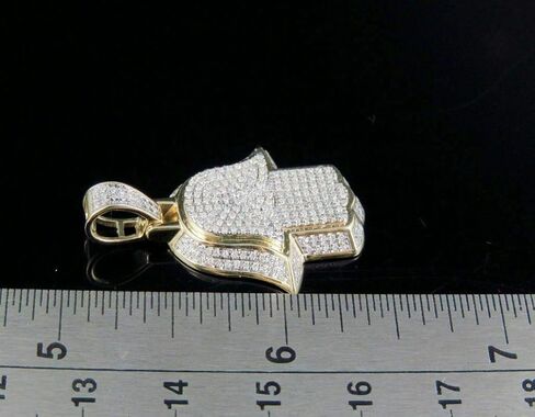 Men's 14K Yellow Gold Over Diamond Pave 3D Hamsa Hand Pendant Charm 1.00 CT 1.5" in Saudi Arabia