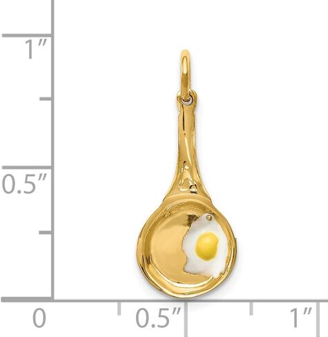 Solid 14k Yellow Gold Frying Pan Enameled Egg Charm Pendant - 24mm x 10mm in Saudi Arabia