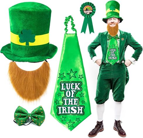 Peicees 5 Pcs St. Patricks Day Costume Accessories Leprechaun Hat For Irish Festival Ireland Party Saint Patricks Outfits in Saudi Arabia