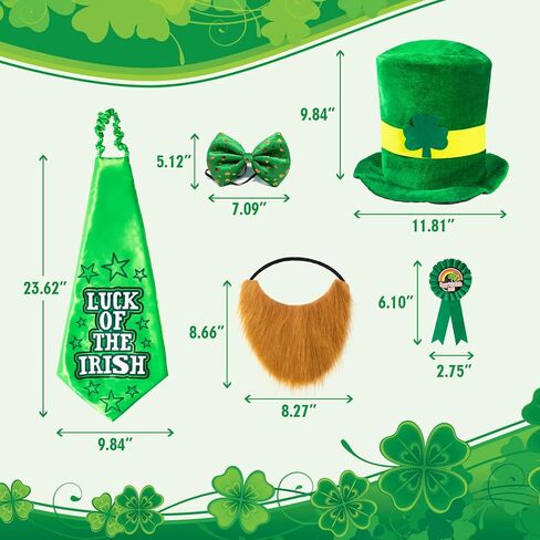 Peicees 5 Pcs St. Patricks Day Costume Accessories Leprechaun Hat For Irish Festival Ireland Party Saint Patricks Outfits in Saudi Arabia