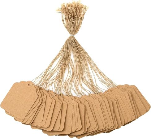 500Pcs Kraft Paper Gift Tags with String, Brown Blank Gift Bags Tag Price Tags, 1.4'' x 1.8'' in Kuwait