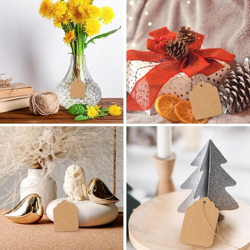 500Pcs Kraft Paper Gift Tags with String, Brown Blank Gift Bags Tag Price Tags, 1.4'' x 1.8'' in Kuwait