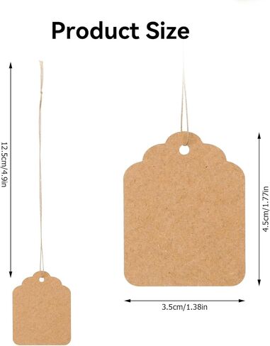 500Pcs Kraft Paper Gift Tags with String, Brown Blank Gift Bags Tag Price Tags, 1.4'' x 1.8'' in Kuwait