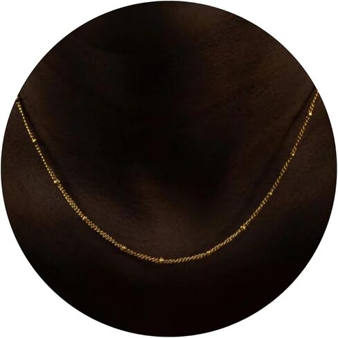 14K Gold Plated Station Necklace for Women Ivy Necklace - 14k PVD Thin Dainty Cable Stationed Link Necklace for Everyday -Waterproof & Sweatproof Jewerly- Stainless Steel Necklace - Hey Harper in Saudi Arabia